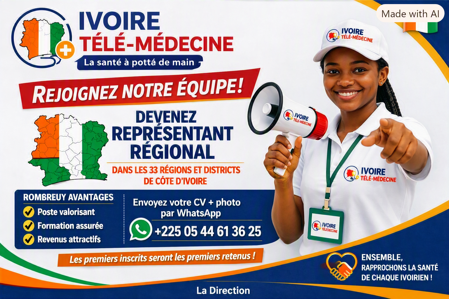 Campagne Ivoire Télé-Médecine : devenez représentant régional dans les 33 régions et districts de Côte d'Ivoire